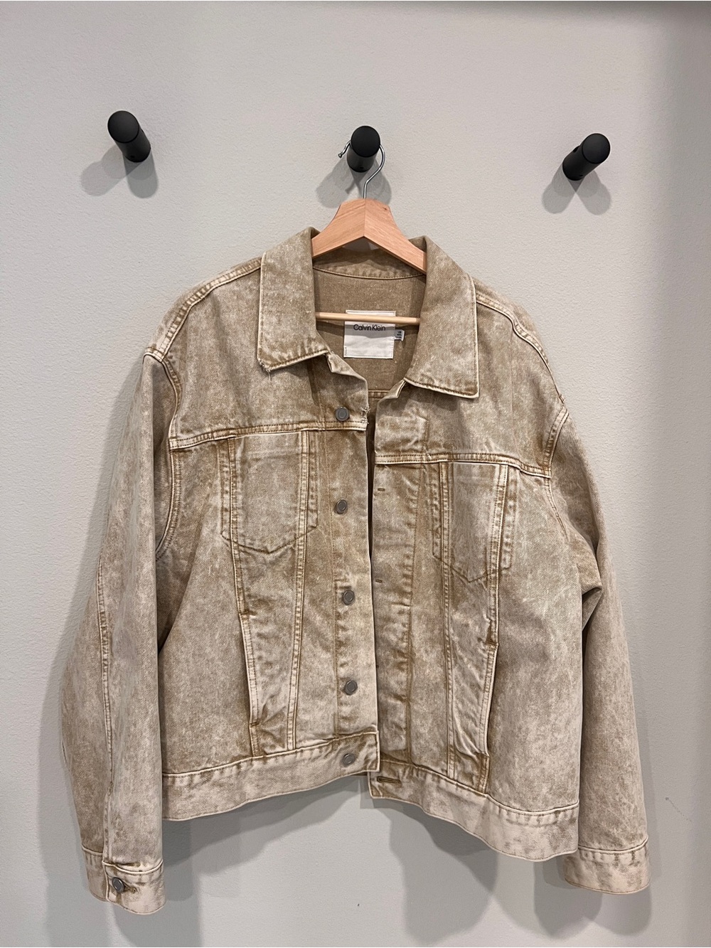 Calvin Klein Women's Stonewashed Beige Denim Jacket